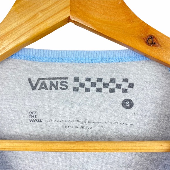 Vans 90s Y2K 3/4 Sleeve Beachy Coconut Girl Stretchy Fitted Baseball Baby Tee S - Picture 6 of 8